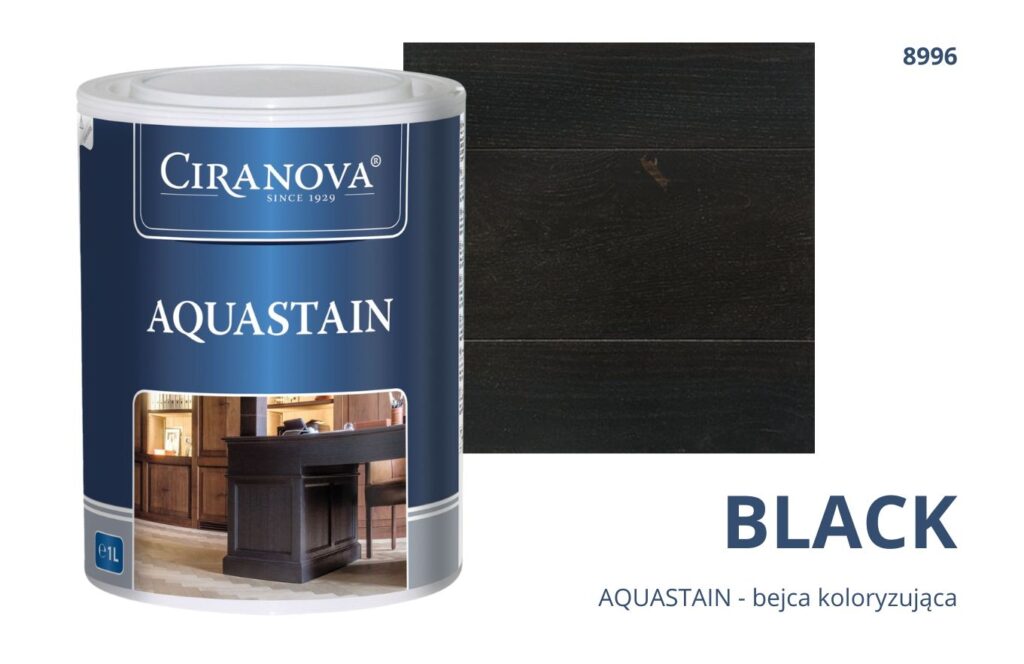 Aquastain CIRANOVA bejca wodna koloryzująca do drewna kolor BLACK 8996 CZARNY