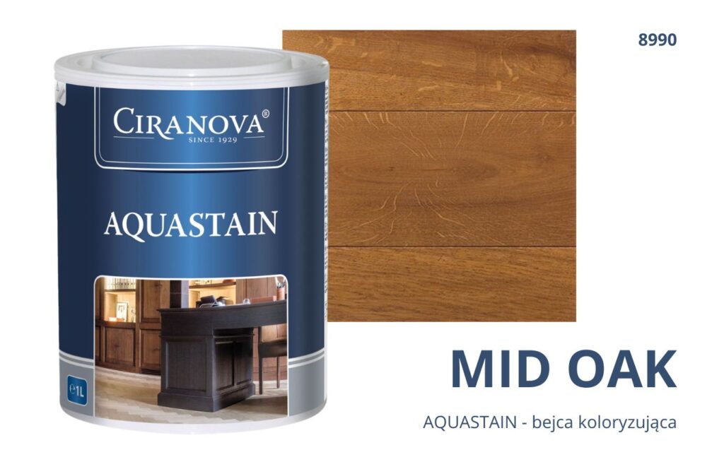 Aquastain CIRANOVA bejca wodna koloryzująca do drewna kolor MID OAK 8990 DĄB ŚREDNI