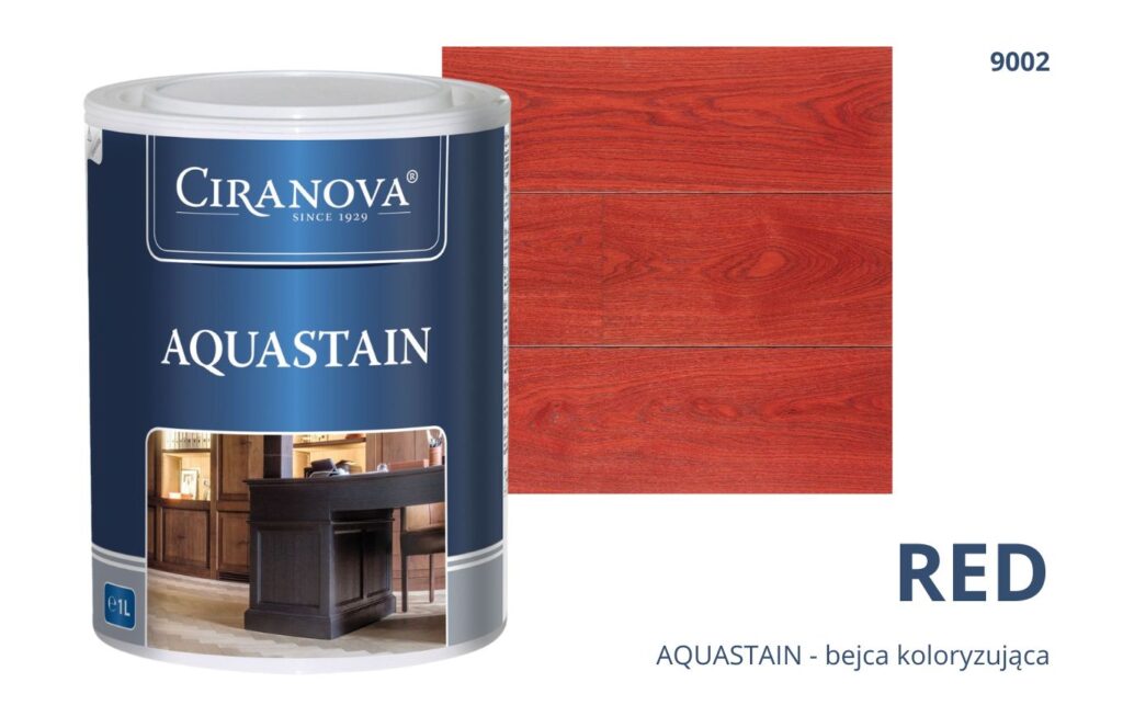 Aquastain CIRANOVA bejca wodna koloryzująca do drewna kolor RED 9002 CZERWONY