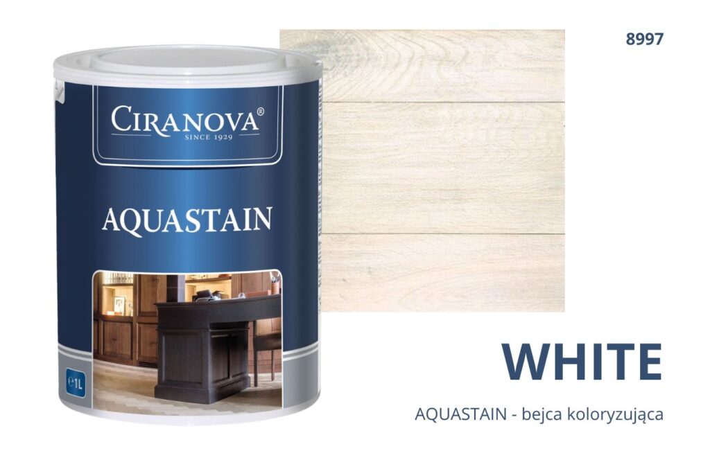 Aquastain CIRANOVA bejca wodna koloryzująca do drewna kolor WHITE 8997 BIAŁY